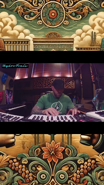 Playing keyboard in the studio